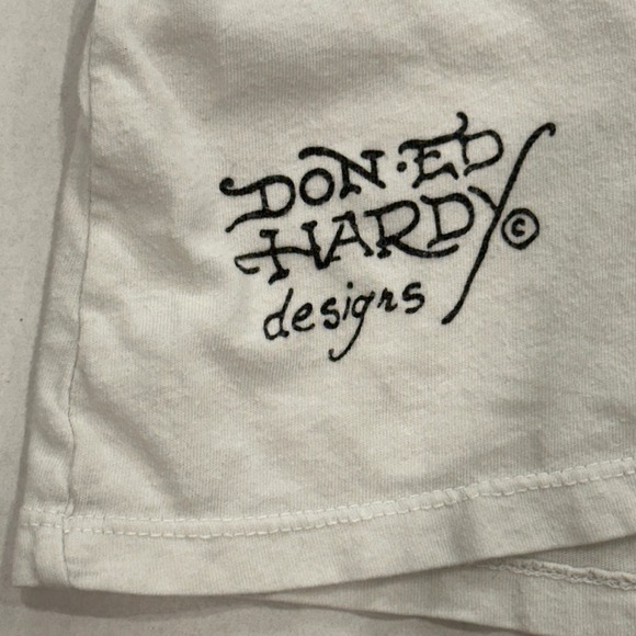 Ed Hardy White T-Shirt XXL Skull Top Hat Tattoo Graphic Menswear - Picture 6 of 9